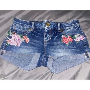 Express Denim Floral Shorts